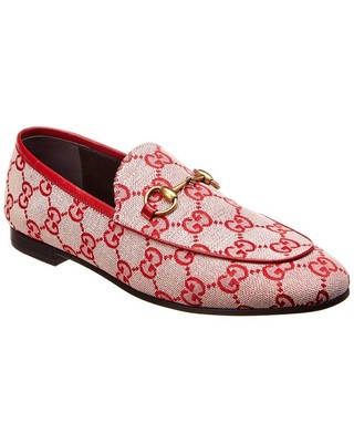 Gucci Jordaan Gg Canvas Loafer Womens Red 41.5