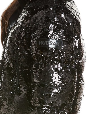 Pre-owned Rudsak Laurence Sequin Down Coat Women's In Black