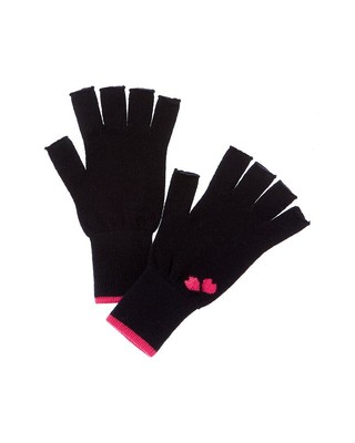 Кашемировые перчатки без пальцев Brodie Cashmere Intarsia Heart Женские синие