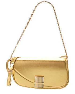 Ferragamo Fiamma Xs Leather Shoulder Bag Womens Gold