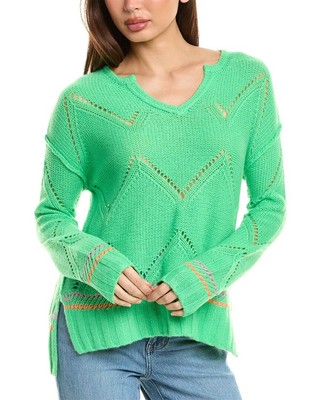 Lisa Todd Split Neck Cashmere Sweater Womens Green Xl