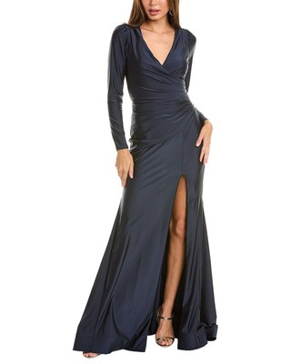 Женское драпированное платье Cynthia & Sahar темно-синего цвета Xs