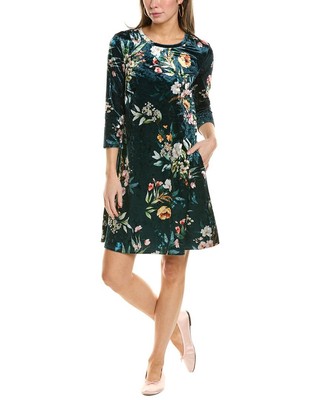Leota Velvet Knit Shift Dress Womens Blue Xs