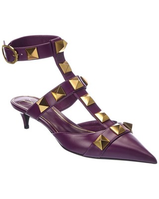 

Женские кожаные туфли-лодочки Valentino Roman Stud 40 с ремешком на щиколотке, Фиолетовый, NA
