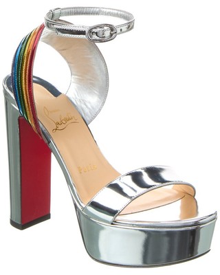 Christian Louboutin Arkendisc Alta 130 Кожаные женские сандалии на платформе Серебристый 37