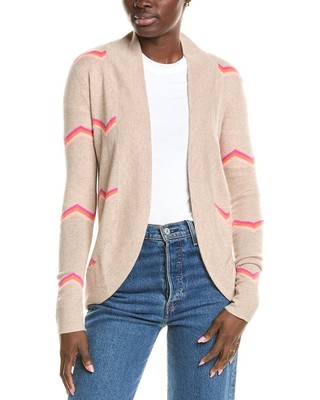 Женский кардиган из смеси шерсти и кашемира Two Bees Cashmere с шевронной полосой, белый Xs