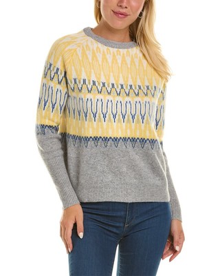 Forte Cashmere Уютный кашемировый свитер с круглым вырезом в скандинавском стиле Женский желтый M