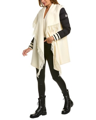 

Женская шерстяная накидка Moncler с логотипом черного цвета размера X, Черный, NA