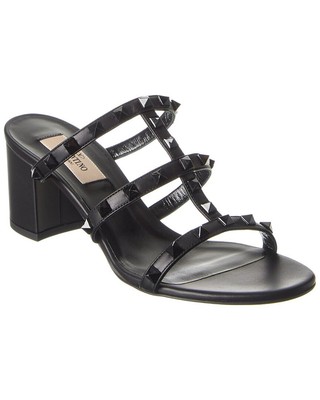 

Женские кожаные сандалии Valentino Rockstud Caged 60, черные, Черный, NA