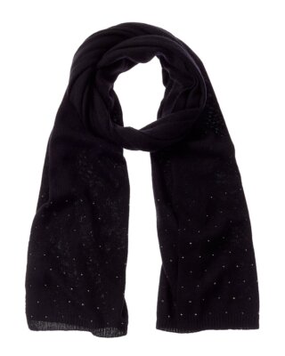 Кашемировый шарф с каймой из страз Forte Cashmere Женский черный