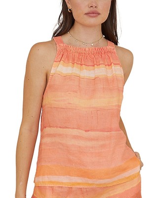 

Женский льняной топ с гофрированной бретелькой Bella Dahl, Ssptsarape stripe print