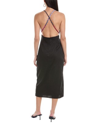 Pre-owned Mara Hoffman Jutta Linen-blend Maxi Dress Women's In Black