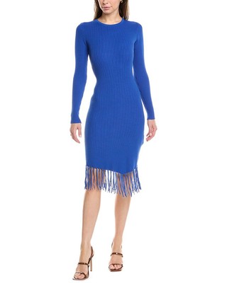 Nanette Nanette Lepore Fringe Sweaterdress Womens Blue L