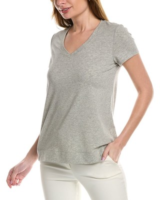 

Женская футболка Lafayette 148 New York The Modern с v-образным вырезом, Grey heather