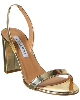 

Женские кожаные сандалии Aquazzura So Nude Block 85 с ремешком на пятке, Золотой, NA