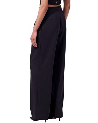 Pre-owned Carolina Herrera Wide Legged Front Wool-blend Playsuit Women's In Black