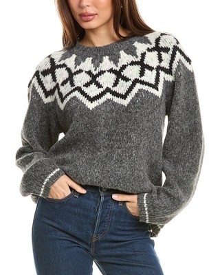 Женский свитер из смеси альпаки и шерсти Velvet By Graham & Spencer Alexa Fairisle