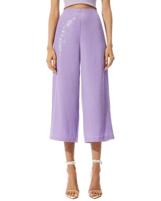 Pre-owned Alice And Olivia Alice + Olivia Elba Sequin High-waist Ankle Pant Women's Xs In Purple
