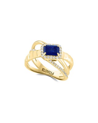Женское кольцо Effy Fine Jewelry с бриллиантами и сапфиром 14 Карат 1,10 Карат, 7