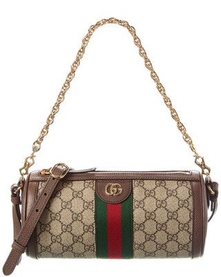 Женская сумка через плечо Gucci Ophidia Small Gg Supreme из холста и кожи коричневого цвета