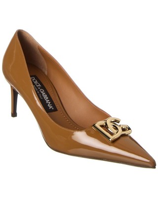 Dolce & Gabbana Dg Logo Leather Pump Womens Brown 36