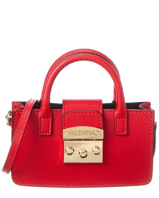 Valentino By Mario Валентино Маковая бонбоньерка из кожи через плечо Женская красная