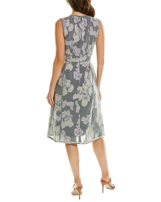 Pre-owned 3.1 Phillip Lim Abstract Daisy Fil Coupe Silk-blend Midi Dress Women's In Gray
