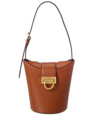 

Ferragamo Trifolio Маленькая кожаная женская сумка через плечо, коричневая, NA