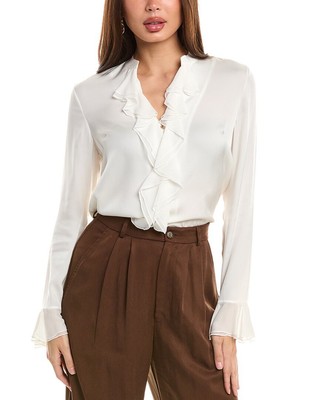 Женская блузка из смесового шелка с оборками Elie Tahari