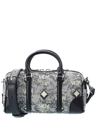 

Mcm Boston Mini Vintage Жаккардовая женская сумка через плечо из холста и кожи с монограммой, NA