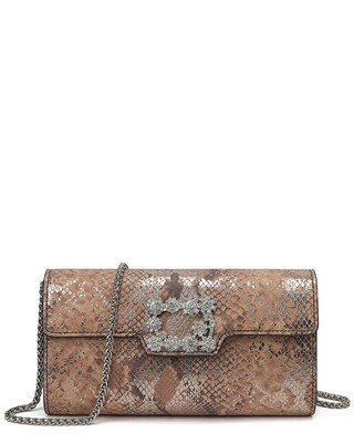 Женский клатч из кожи со змеиным тиснением Tiffany & Fred Paris
