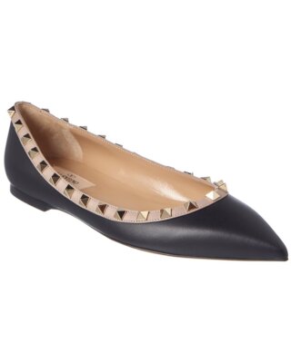 

Женские кожаные кожаные туфли на плоской подошве Valentino Rockstud, NA