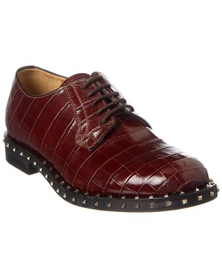 

Мужские оксфорды из кожи с тиснением под крокодила Valentino Rockstud красные, Красный, NA
