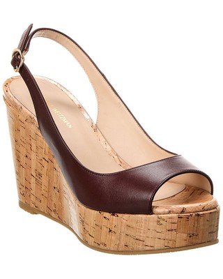 Женские кожаные босоножки на танкетке Stuart Weitzman Riveria