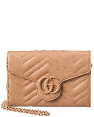 

Gucci Gg Marmont Matelasse Женский кожаный кошелек на цепочке бежевый, NA
