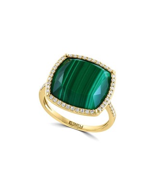 Женское кольцо с бриллиантами и малахитом Effy Fine Jewelry 14 Карат 12,20 Карат из двух материалов 7