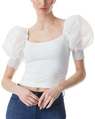 

Женский топ с объемными рукавами Alice + Olivia Vandy, Aoff white