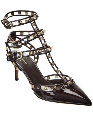

Женские туфли-лодочки Valentino Rockstud Caged 65 с лакированным и виниловым ремешком на щиколотке, Коричневый, NA