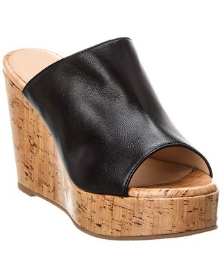 Женские кожаные сандалии на танкетке Stuart Weitzman Margarite, черные 9,5