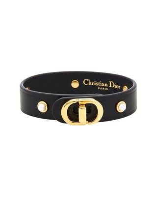 Dior Logo Leather Bracelet Womens Gold L
