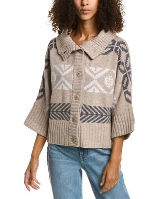 

Укороченный кардиган Forte Cashmere Nordic с капюшоном из шерсти и смеси кашемира, женский бежевый размер размера