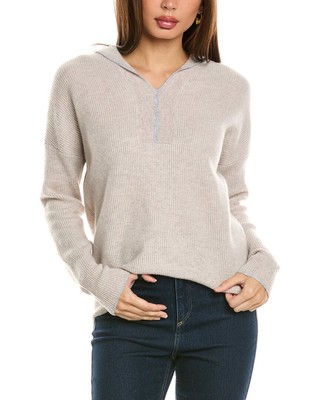 Женская толстовка Forte Cashmere с капюшоном в рубчик из кашемира Xl