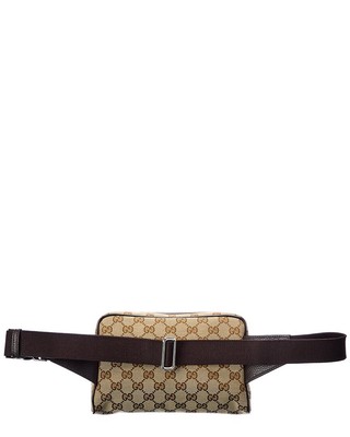 Pre-owned Gucci Gg Canvas & Leather Belt Bag Men's Brown Ns