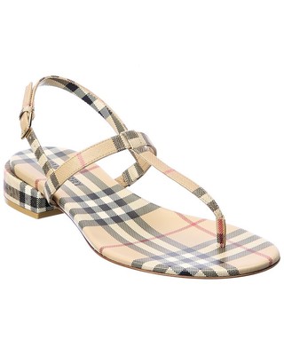 

Burberry Женские сандалии из парусины с покрытием в винтажную клетку бежевые 36,5, Бежевый, NA