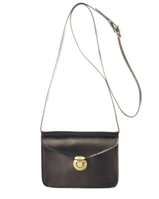 

Итальянская кожаная женская сумка через плечо, черная, NA