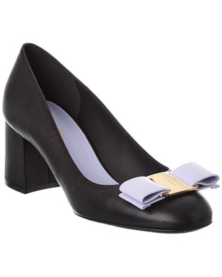 Кожаные туфли-лодочки Ferragamo Vara Bow женские черные 8.5C