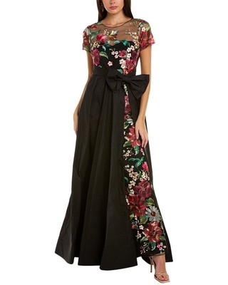 

Женское платье со шлейфом и бантом Marchesa Notte, Черный
