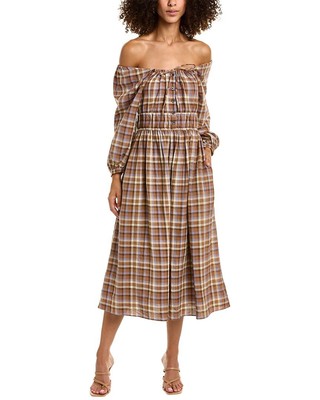 

Женское платье миди Madewell Indie на шнурке, Коричневый