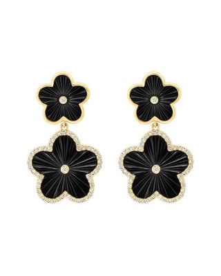 Женские серьги с бриллиантами и ониксом Effy Fine Jewelry 14 Карат 3,59 Карата
