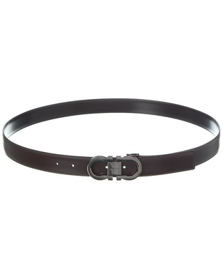 Pre-owned Ferragamo Gancini Reversible & Adjustable Leather Belt Men's Brown 115
